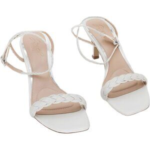 Jewel Badgley Mischka NYX white braided heel sandals strappy Women US 6.5M